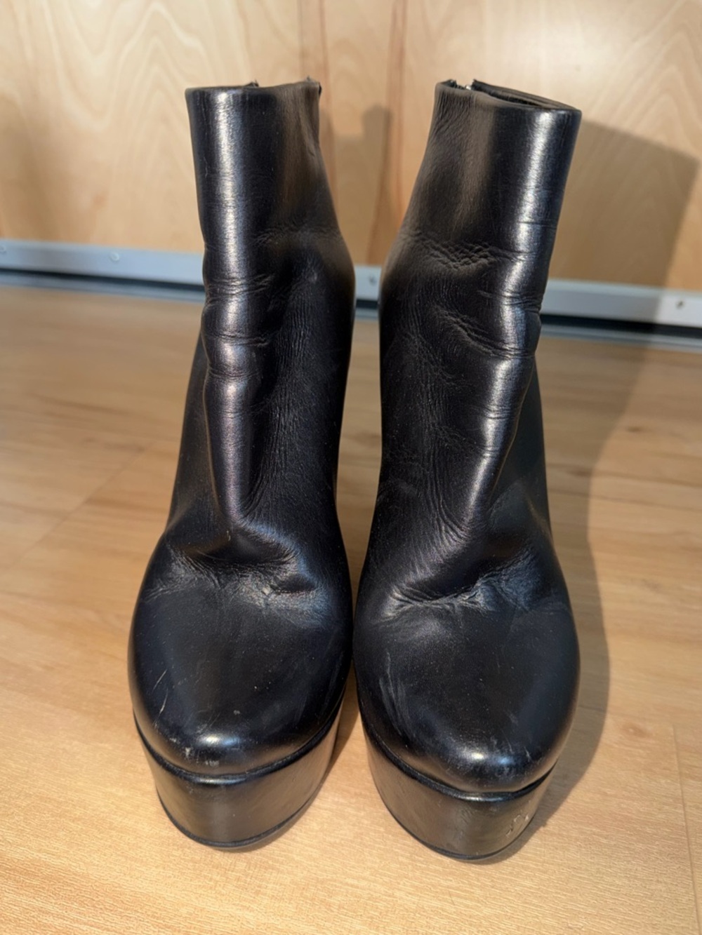 Steiger Chunky Platform Leather Wedge Ankle Boots Zipper Goth Party - Picture 2 of 7
